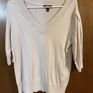 Tan V Neck 3/4 Sleeve